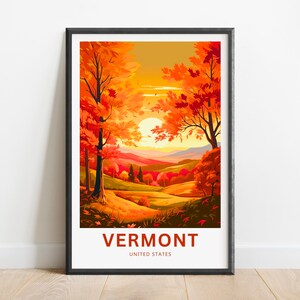 Vermont Travel Print - Vermont Poster, USA Wandkunst, gerahmtes Geschenk, USA Geschenk