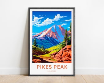 Pikes Peak Reise Druck - Pikes Peak Poster, Colorado Wand Kunst, gerahmt Geschenk, Geschenk Colorado Present