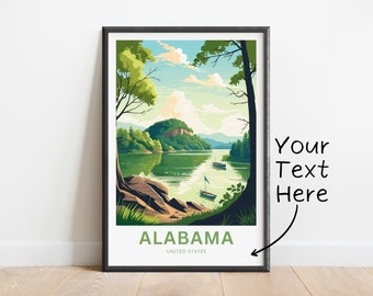 Personalized Alabama Travel Print - Alabama poster, United States Wall Art, Framed present, Gift United States Present