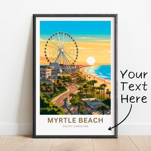 Personalized Myrtle Beach Travel Print - Myrtle Beach poster, South Carolina Wall Art, Framed present, Gift United States Present