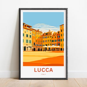 Lucca-reisafdruk - Lucca-poster, muurkunst Toscane Italië, ingelijst cadeau, cadeau Italië cadeau