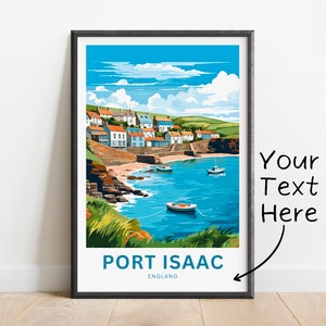 Personalized Port Isaac Travel Print - Port Isaac poster, England Wall Art, Framed present, Gift England Present