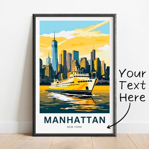 Personalized Manhattan Travel Print - Manhattan poster, New York Wall Art, Framed present, Gift New York Present