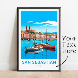 Personalized San Sebastian Print - San Sebastian poster, Spain Wall Art, Framed present, Gift Spain Present