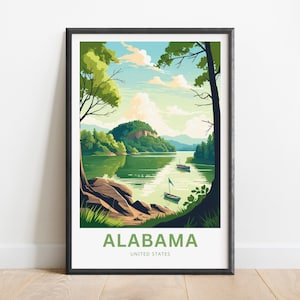 Alabama Travel Print - Alabama poster, United States Wall Art, Framed present, Gift United States Present