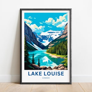 Impressão de viagem do Lago Louise - pôster do Lago Louise, arte de parede do Canadá, presente emoldurado, presente do Canadá