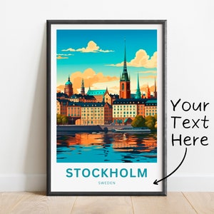 Personalisierter Stockholm Reisedruck - Stockholm Poster, Schweden Wandkunst, gerahmtes Geschenk, Geschenk Schweden Geschenk