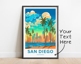 Personalized San Diego Travel Print - San Diego Valley poster, California Wall Art, Framed present, Gift California Present