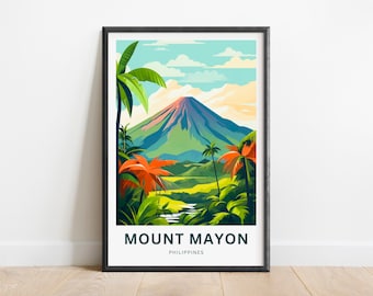 Mount Mayon Travel Print - Mount Mayon poster, Philippines Wall Art, Framed present, Gift Philippines Present