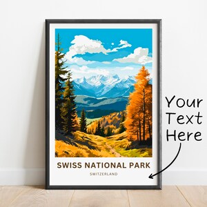 Personalized Swiss National Park Travel Print - Swiss National Park poster, Switzerland Wall Art, Framed present, Gift Switzerland Present