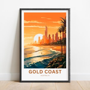 Gold Coast Travel Print - Gold Coast poster, Queensland, Australia Wall Art, Framed present, Gift Australia Present, Personalized,Custom Art