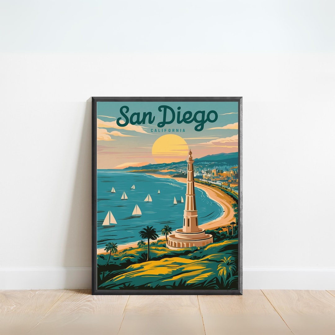 San Diego Vintage Travel Poster - San Diego Print, California Wall Art ...