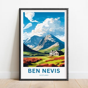 Ben Nevis Travel Print - Ben Nevis poster, Scotland Wall Art, Framed present, Gift Scotland Present