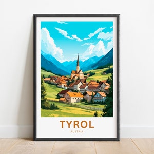 Tyrol Travel Print - Tyrol poster, Austria Wall Art, Framed present, Gift Austria Present
