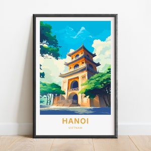 Hanoi Travel Print - Hanoi poster, Vietnam Wall Art, Framed present, Gift Vietnam Present