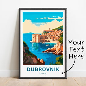 Personalized Dubrovnik Travel Print - Dubrovnik poster, Croatia Wall Art, Framed present, Gift Croatia Present