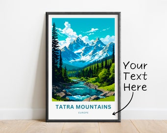 Personalized Tatra Mountains Travel Print - Tatra Mountains poster, Slovenia Wall Art, Framed present, Gift Europe Present