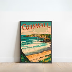 Cornwall Vintage Travel Poster - Cornwall Print, England Wall Art, Framed, Gift England Present