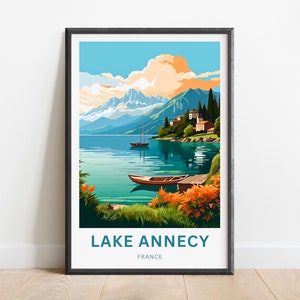 Lake Annecy Travel Print - Lake Annecy poster, France Wall Art, Framed present, Gift France Present