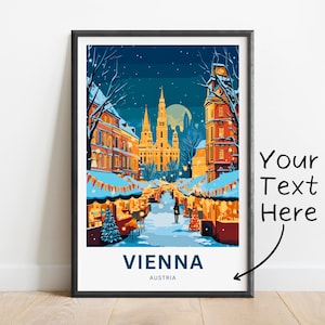 Impressão personalizada de viagem de Viena - pôster de Viena, arte de parede da Áustria, presente emoldurado, presente da Áustria