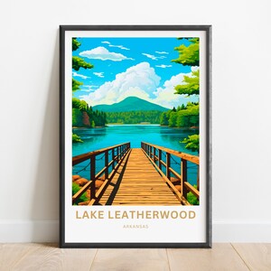 Lake Leatherwood Travel Print- Lake Leatherwood poster, Arkansas Wall Art, Framed present, Gift Arkansas, Custom text