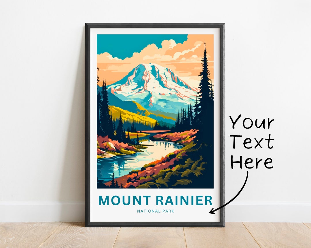 Personalized Mount Rainier Travel Print - Mount Rainier Poster ...