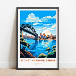 Sydney Harbour Bridge Travel Print - Sydney Harbour Bridge poster, Australia Wall Art, Framed, Gift Australia Decor Present, Custom Text