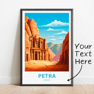 Personalisierte Petra Reisedruck - Petra Poster, Petra Wandkunst, gerahmtes Geschenk, Geschenk vereint Jordan Geschenk
