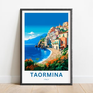 Taormina Travel Print - Taormina poster, Italy Wall Art, Framed present, Gift Italy Present