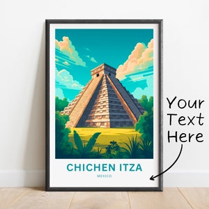 Personalized Chichen Itza Travel Print - Chichen Itza poster, Mexico Wall Art, Framed present, Gift Mexico Present