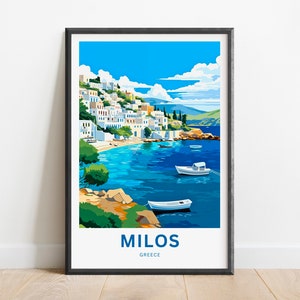 Milos Travel Print - Milos poster, Greek island Wall Art, Framed present, Gift Greece Present