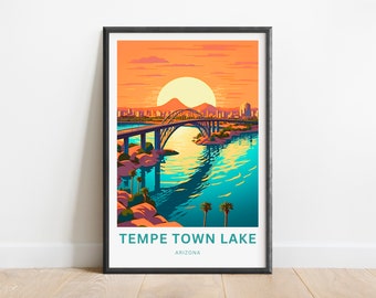 Tempe Town Lake Travel Print - Tempe Town Lake poster, Arizona Wall Art, Framed present, Gift Arizona Present