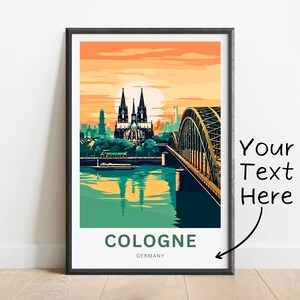 Personalized Cologne Travel Print - Cologne poster, Germany Wall Art, Framed present, Gift Germany Present