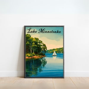 Lake Minnetonka Vintage Travel Poster - Lake Minnetonka Print, Minnesota Wall Art, Framed, Gift Minnesota Present