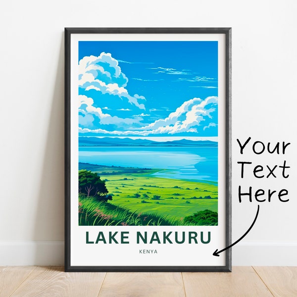 Personalized Lake Nakuru Travel Print - Lake Nakuru poster, Kenya Wall Art, Framed present, Gift Africa Present