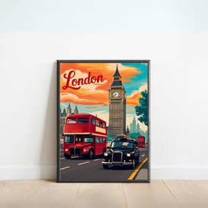 London Vintage Travel Poster - London print, England Wall Art, Framed present, Gift England Present