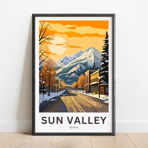 Sun Valley Travel Print - Sun Valley poster, Idaho Wall Art, Framed present, Gift Idaho Present