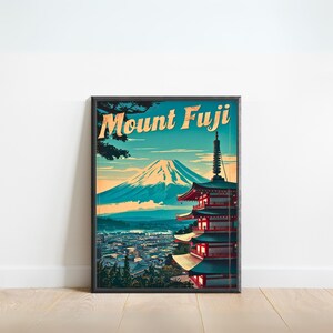 Mount Fuji Vintage Travel Poster - Mount Fuji print, Japan Wall Art, Framed present, Gift Japan Present