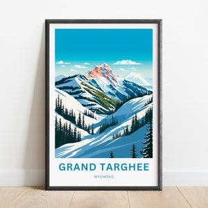 Grand Targhee Reisedruck - Grand Targhee Reiseplakat, Wyoming Wandkunst, gerahmtes Geschenk, Geschenk Wyoming vorhanden
