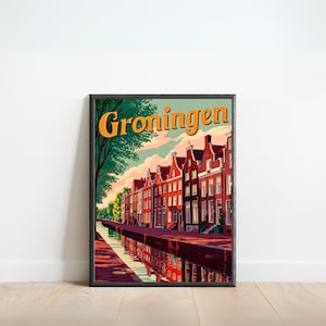 Groningen Vintage Travel Poster - Groningen print, Netherlands Wall Art, Framed present, Gift Netherlands Present