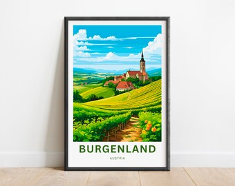 Resetavla Burgenland - Burgenland-affisch, Väggkonst Österrike, Inramad present, Gåva Österrike Present