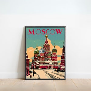 Moscow Vintage Travel Poster - Moscow Print, Russia Wall Art, Framed, Gift Russia Present