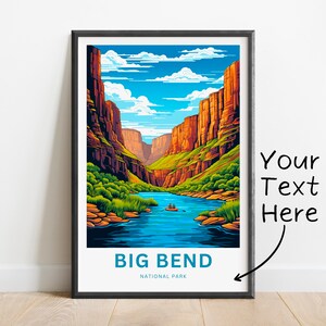 Impresión de viaje personalizada del Parque Nacional Big Bend: póster de Big Bend, arte de pared de Texas, regalo enmarcado, regalo de Estados Unidos, texto personalizado