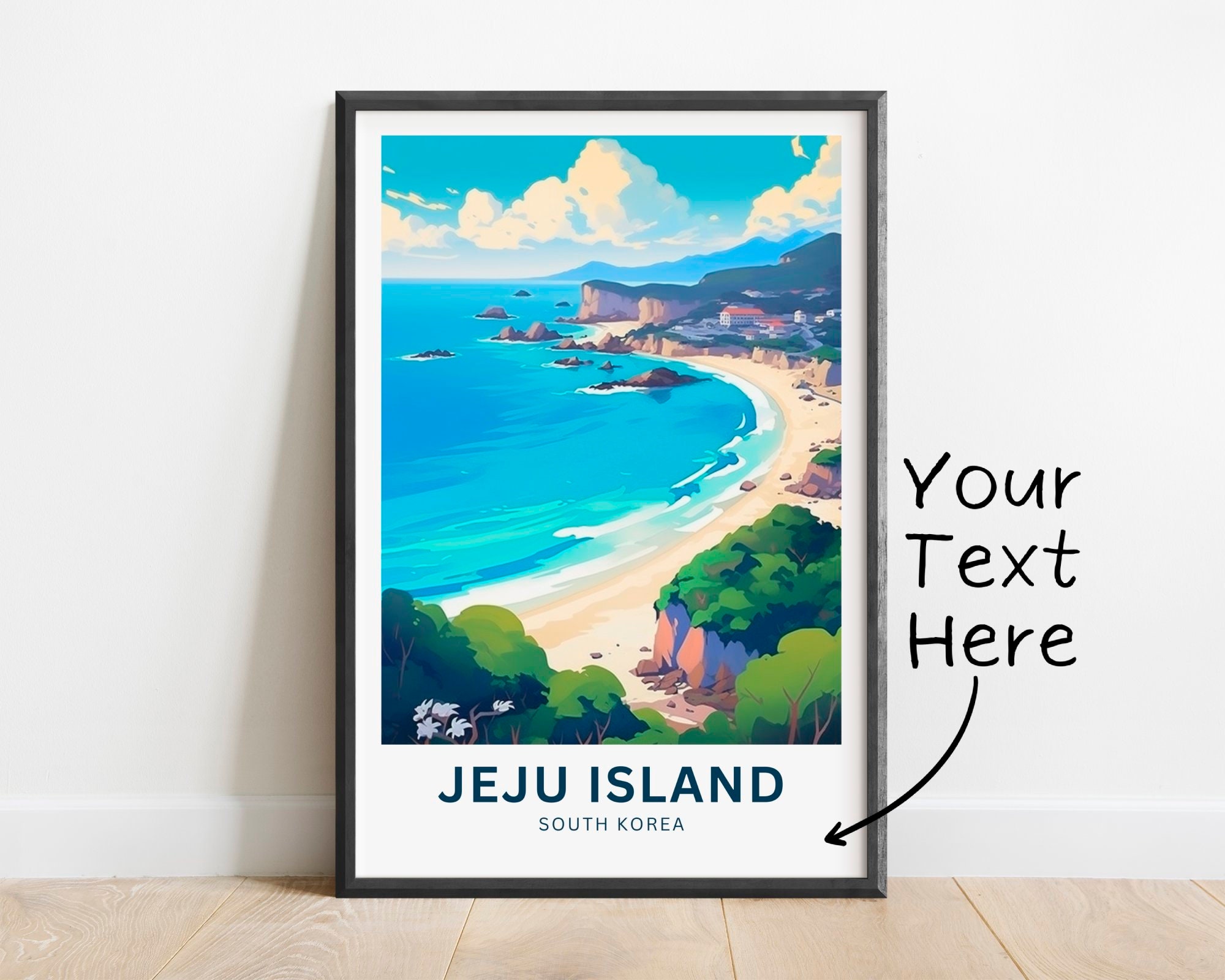 Personalized Jeju Island Travel Print - Jeju Island poster, South Korea Wall Art, Framed present, Gift South Korea Present
