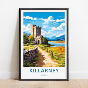 Killarney Travel Print - Killarney National Park poster, England Wall Art, Framed present, Gift Ireland Present