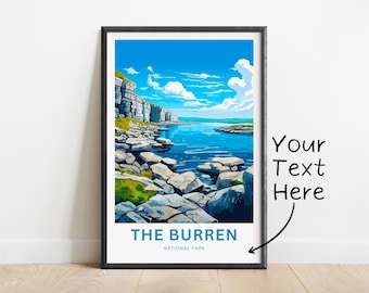 Personalized The Burren National Park Travel Print - Burren National Park poster, Ireland Wall Art, Framed present, Gift Ireland Present