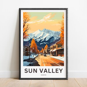 Sun Valley Travel Print - Sun Valley poster, Idaho Wall Art, Framed present, Gift Idaho Present