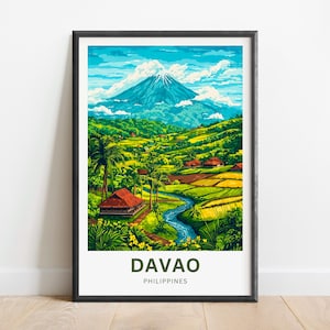 Davao Travel Print - Davao poster, Philippines Wall Art, Framed present, Gift Philippines Present, Personalized Text