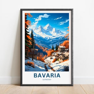 Bavaria Travel Print - Bavaria poster, Germany Wall Art, Framed present, Gift Germany Present
