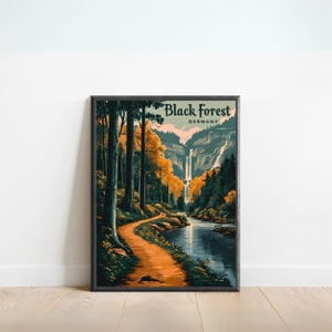 Schwarzwald Vintage Reise Poster - Schwarzwald Druck, Deutschland Wand Kunst, gerahmt, Geschenk Deutschland Geschenk